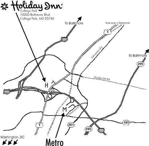<Map of area around this year's hotel>
