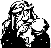 [Picture of wizard with crystal ball.]
