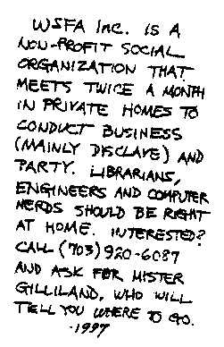 [Back of Card with invitation to WSFA]