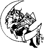 [Picture of lion like alien resting, reading in crecent moon.]